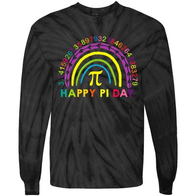 Happy Pi Day Teacher Pi Maths Symbol Pi Day Rainbow Tie-Dye Long Sleeve Shirt