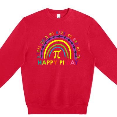 Happy Pi Day Teacher Pi Maths Symbol Pi Day Rainbow Premium Crewneck Sweatshirt