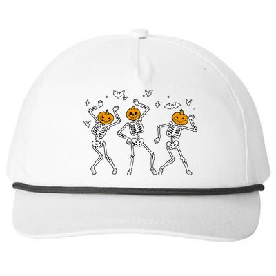 Halloween Pumpkin Dancing Skeleton Funny Halloween Snapback Five-Panel Rope Hat