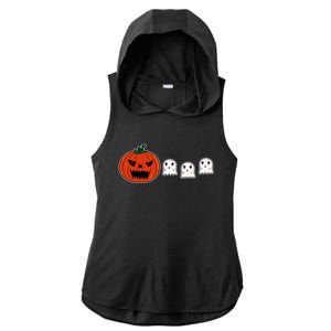 Hq Pumpkin Eating Ghoscute Gift Retro Gamer Spooky Pumpkin Meaningful Gift Ladies PosiCharge Tri-Blend Wicking Draft Hoodie Tank