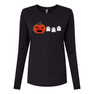 Hq Pumpkin Eating Ghoscute Gift Retro Gamer Spooky Pumpkin Meaningful Gift Womens Cotton Relaxed Long Sleeve T-Shirt