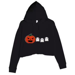 Hq Pumpkin Eating Ghoscute Gift Retro Gamer Spooky Pumpkin Meaningful Gift Crop Fleece Hoodie