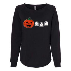 Hq Pumpkin Eating Ghoscute Gift Retro Gamer Spooky Pumpkin Meaningful Gift Womens California Wash Sweatshirt