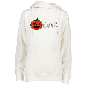 Hq Pumpkin Eating Ghoscute Gift Retro Gamer Spooky Pumpkin Meaningful Gift Womens Funnel Neck Pullover Hood