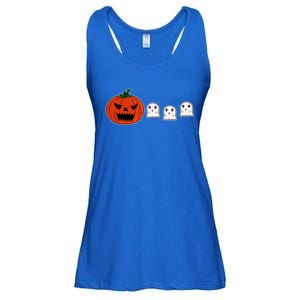 Hq Pumpkin Eating Ghoscute Gift Retro Gamer Spooky Pumpkin Meaningful Gift Ladies Essential Flowy Tank