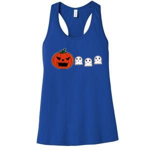 Hq Pumpkin Eating Ghoscute Gift Retro Gamer Spooky Pumpkin Meaningful Gift Women's Racerback Tank