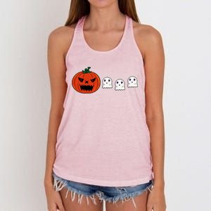 Hq Pumpkin Eating Ghoscute Gift Retro Gamer Spooky Pumpkin Meaningful Gift Women's Knotted Racerback Tank