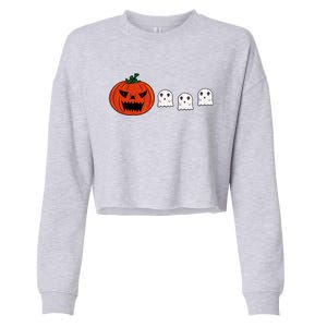 Hq Pumpkin Eating Ghoscute Gift Retro Gamer Spooky Pumpkin Meaningful Gift Cropped Pullover Crew