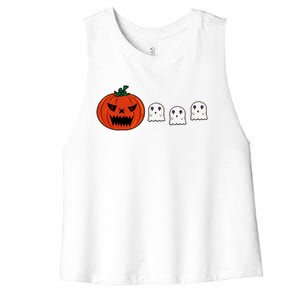 Hq Pumpkin Eating Ghoscute Gift Retro Gamer Spooky Pumpkin Meaningful Gift Women's Racerback Cropped Tank