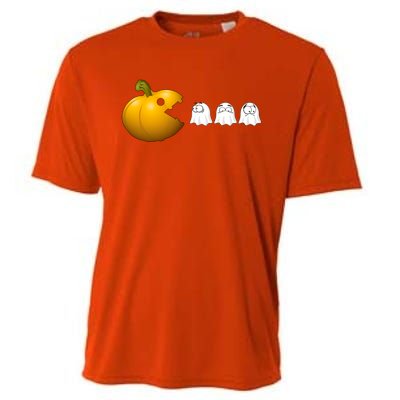 Halloween Pumpkin Eating Ghost Fall Gamer Costume Great Gift Cooling Performance Crew T-Shirt