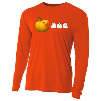 Halloween Pumpkin Eating Ghost Fall Gamer Costume Great Gift Cooling Performance Long Sleeve Crew