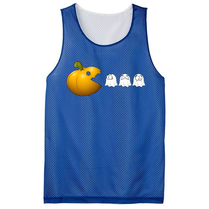 Halloween Pumpkin Eating Ghost Fall Gamer Costume Great Gift Mesh Reversible Basketball Jersey Tank