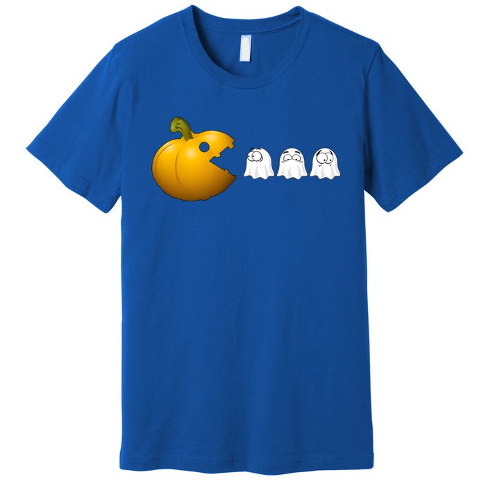 Halloween Pumpkin Eating Ghost Fall Gamer Costume Great Gift Premium T-Shirt