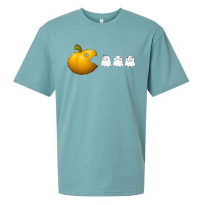 Halloween Pumpkin Eating Ghost Fall Gamer Costume Great Gift Sueded Cloud Jersey T-Shirt