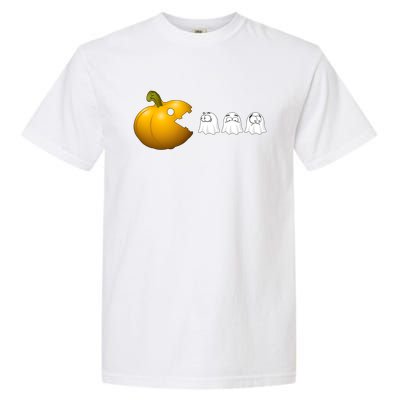 Halloween Pumpkin Eating Ghost Fall Gamer Costume Great Gift Garment-Dyed Heavyweight T-Shirt