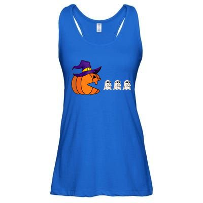 Halloween Pumpkin Eating Ghost Funny Gamer Cute Gift Ladies Essential Flowy Tank