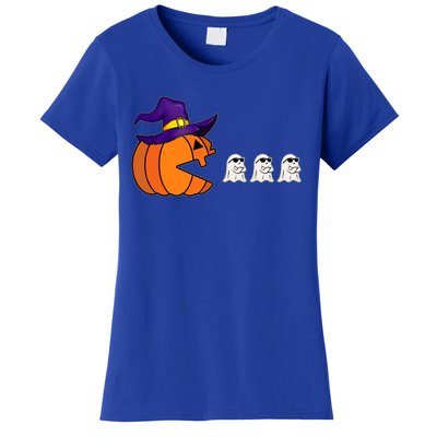 Halloween Pumpkin Eating Ghost Funny Gamer Cute Gift Women's T-Shirt