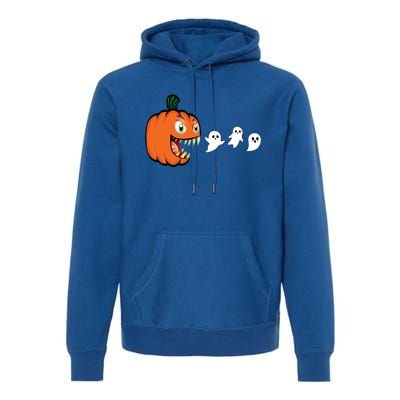 Halloween Pumpkin Eating Ghost Gamer Gift Premium Hoodie