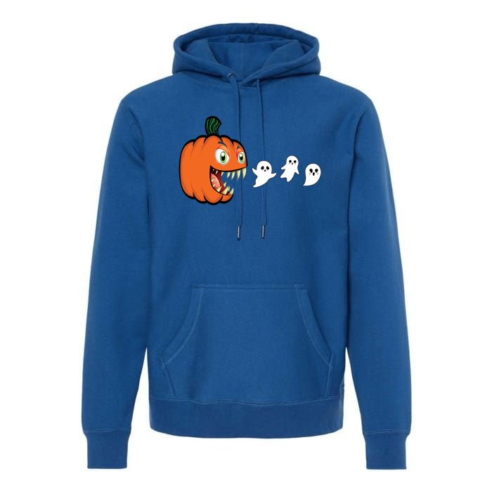 Halloween Pumpkin Eating Ghost Gamer Gift Premium Hoodie