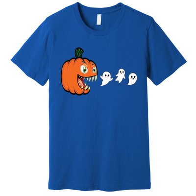 Halloween Pumpkin Eating Ghost Gamer Gift Premium T-Shirt