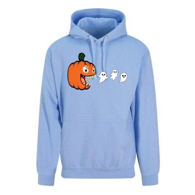 Halloween Pumpkin Eating Ghost Gamer Gift Unisex Surf Hoodie