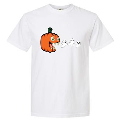 Halloween Pumpkin Eating Ghost Gamer Gift Garment-Dyed Heavyweight T-Shirt