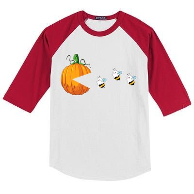 Halloween Pumpkin Eating Boo Bees Ghosts Funny Halloween Gift Kids Colorblock Raglan Jersey