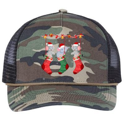 Holiday Party Elephant Christmas Socks  Retro Rope Trucker Hat Cap