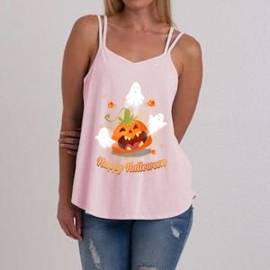 Halloween Pumpkin Eating Ghosts 2020 Gift Ideas Gift Women's Strappy Tank