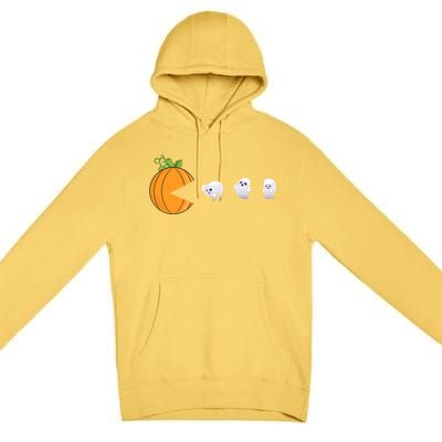 Halloween Pumpkin Eating Ghosts Funny Cute Gift Premium Pullover Hoodie