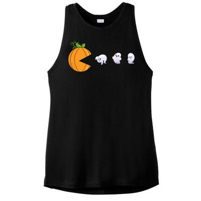 Halloween Pumpkin Eating Ghosts Funny Cute Gift Ladies PosiCharge Tri-Blend Wicking Tank