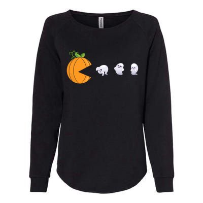 Halloween Pumpkin Eating Ghosts Funny Cute Gift Womens California Wash Sweatshirt