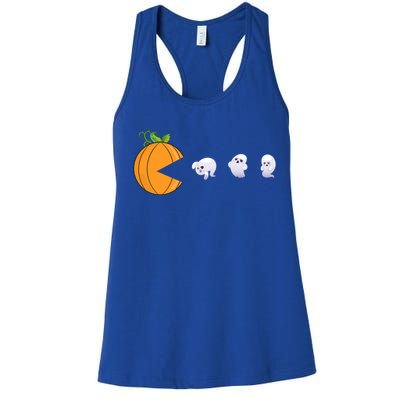 Halloween Pumpkin Eating Ghosts Funny Cute Gift Women's Racerback Tank