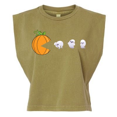 Halloween Pumpkin Eating Ghosts Funny Cute Gift Garment-Dyed Women's Muscle Tee