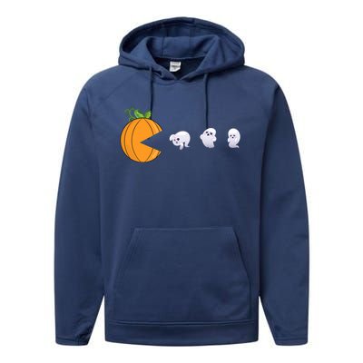 Halloween Pumpkin Eating Ghosts Funny Cute Gift Performance Fleece Hoodie