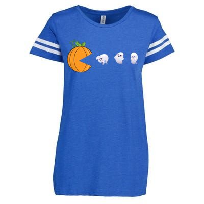 Halloween Pumpkin Eating Ghosts Funny Cute Gift Enza Ladies Jersey Football T-Shirt