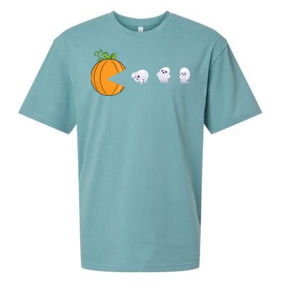 Halloween Pumpkin Eating Ghosts Funny Cute Gift Sueded Cloud Jersey T-Shirt