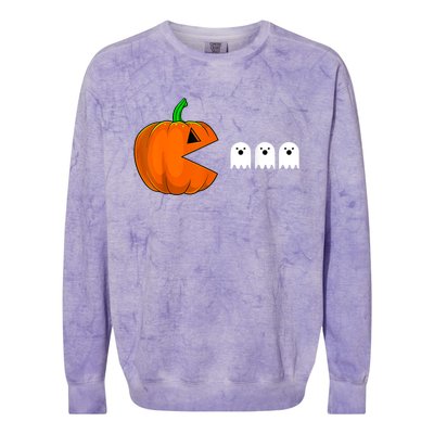 Halloween Pumpkin Eating Ghost Gamer For Colorblast Crewneck Sweatshirt