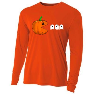 Halloween Pumpkin Eating Ghost Gamer For Cooling Performance Long Sleeve Crew