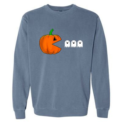 Halloween Pumpkin Eating Ghost Gamer For Garment-Dyed Sweatshirt