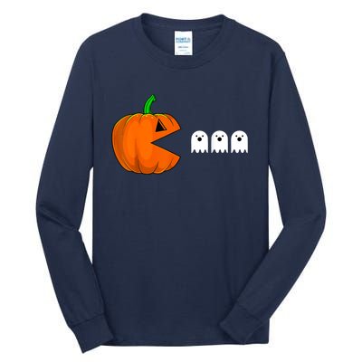 Halloween Pumpkin Eating Ghost Gamer For Tall Long Sleeve T-Shirt