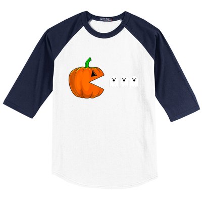 Halloween Pumpkin Eating Ghost Gamer For Baseball Sleeve Shirt