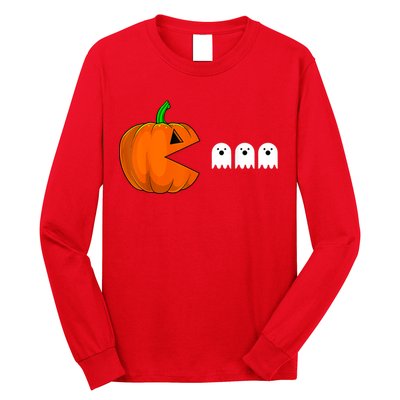 Halloween Pumpkin Eating Ghost Gamer For Long Sleeve Shirt