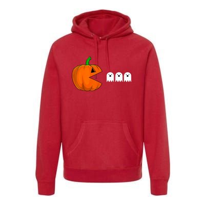 Halloween Pumpkin Eating Ghost Gamer For Premium Hoodie