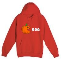 Halloween Pumpkin Eating Ghost Gamer For Premium Pullover Hoodie