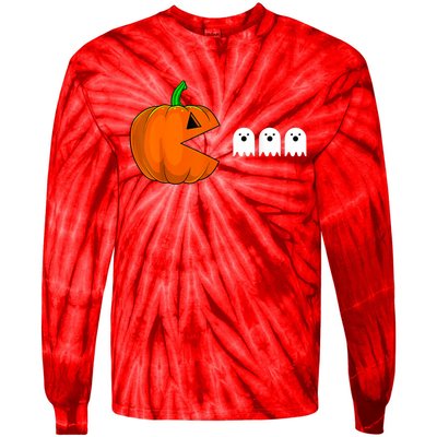 Halloween Pumpkin Eating Ghost Gamer For Tie-Dye Long Sleeve Shirt