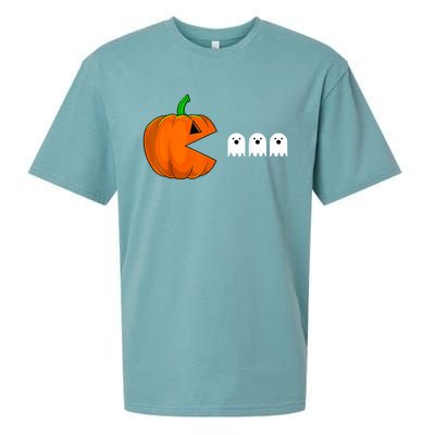 Halloween Pumpkin Eating Ghost Gamer For Sueded Cloud Jersey T-Shirt