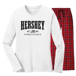 Hershey Pennsylvania Est. 1894 American Flag Patriotic Women's Long Sleeve Flannel Pajama Set 