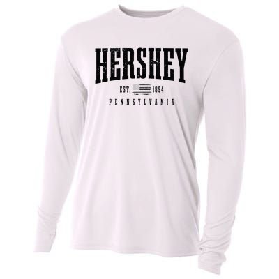 Hershey Pennsylvania Est. 1894 American Flag Patriotic Cooling Performance Long Sleeve Crew