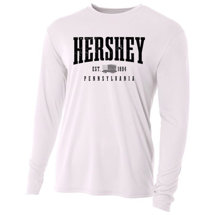 Hershey Pennsylvania Est. 1894 American Flag Patriotic Cooling Performance Long Sleeve Crew